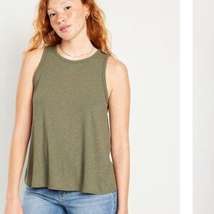 Old Navy Luxe Sleeveless Top Ribbed Olive - NWT
